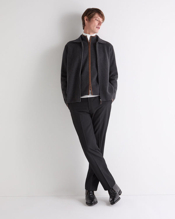 N.peal Men's Milano Cashmere Shirt In Deep Charcoal Grey