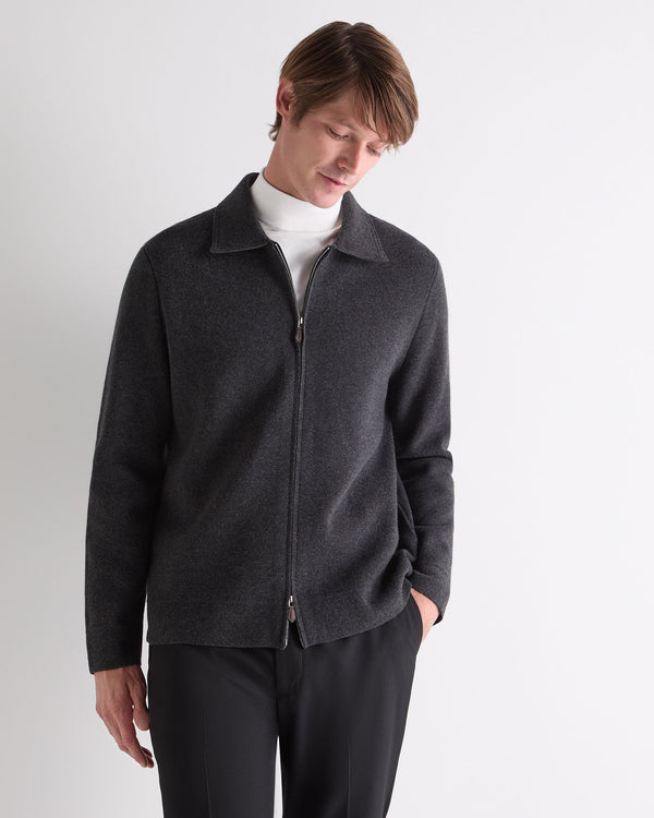 n.peal Men's Milano Cashmere Shirt In Deep Charcoal Grey