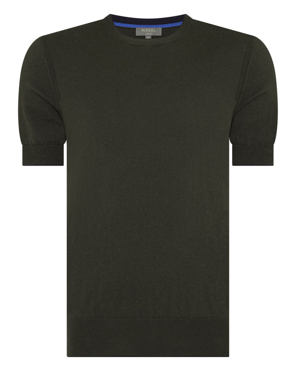 N.peal Men's Newquay Cotton Cashmere T-Shirt In Arabica Khaki Green