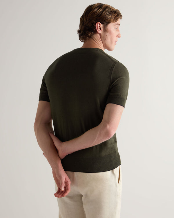 N.peal Men's Newquay Cotton Cashmere T-Shirt In Arabica Khaki Green