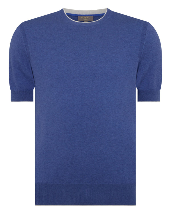 N.peal Men's Newquay Cotton Cashmere T-Shirt In Denim Blue