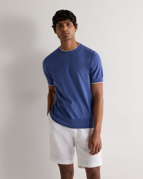 n.peal Men's Newquay Cotton Cashmere T-Shirt In Denim Blue