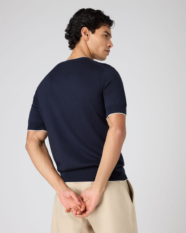 N.peal Men's Newquay Cotton Cashmere T-Shirt In Navy Blue