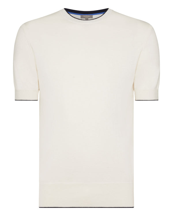 N.peal Men's Newquay Cotton Cashmere T-Shirt In New Ivory White