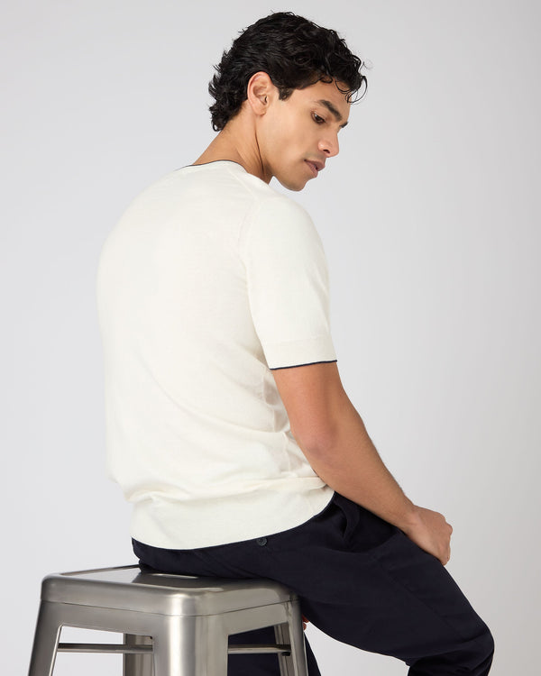 N.peal Men's Newquay Cotton Cashmere T-Shirt In New Ivory White
