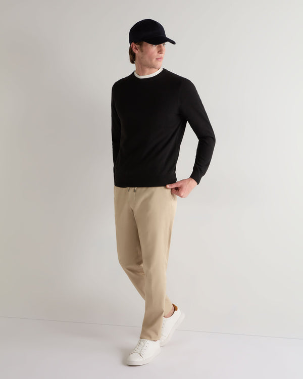 N.peal Men's Oxford Round Neck Cashmere Sweater In Black