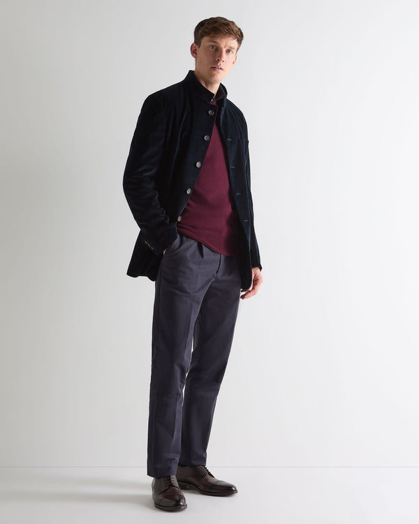 N.peal Men's Oxford Round Neck Cashmere Sweater In Bordeaux Red