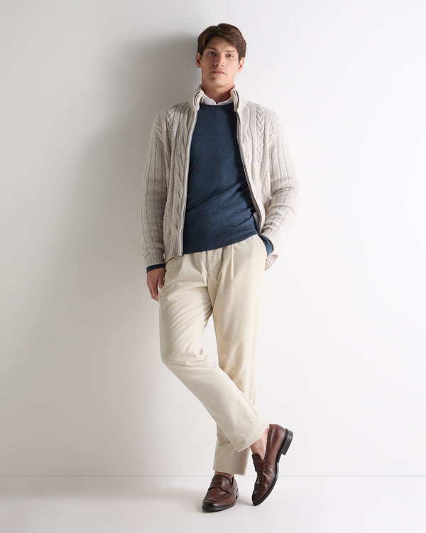 N.peal Men's Oxford Round Neck Cashmere Sweater In Light Denim Blue