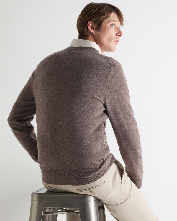 N.peal Men's Oxford Round Neck Cashmere Sweater In Otter Brown