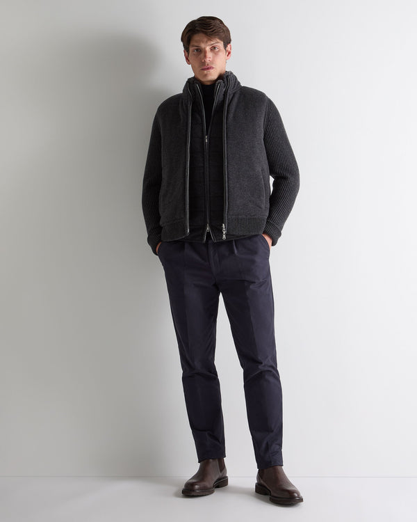 N.peal Men's Padded Fur Trim Cashmere Gilet In Deep Charcoal Grey