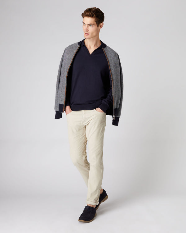 N.peal Men's Padstow Cotton Cashmere Polo Shirt In Navy Blue