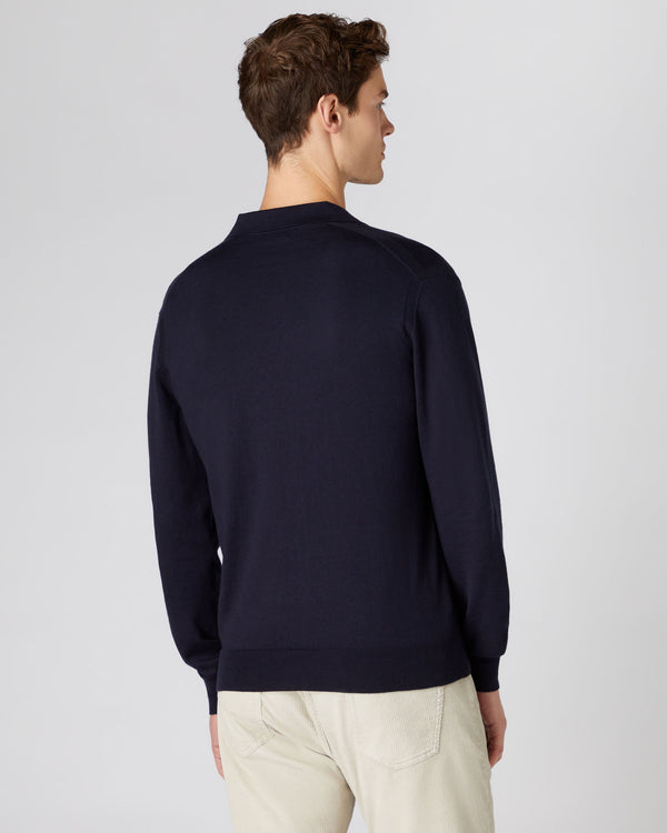 N.peal Men's Padstow Cotton Cashmere Polo Shirt In Navy Blue