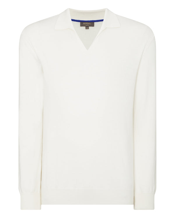 N.peal Men's Padstow Cotton Cashmere Polo Shirt In New Ivory White