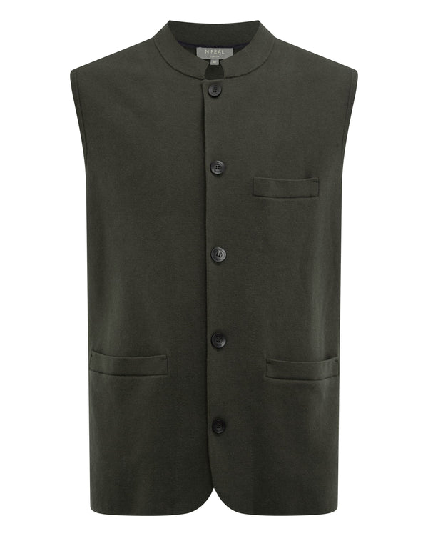 N.peal Men's Penzance Cotton Cashmere Gilet In Arabica Khaki Green
