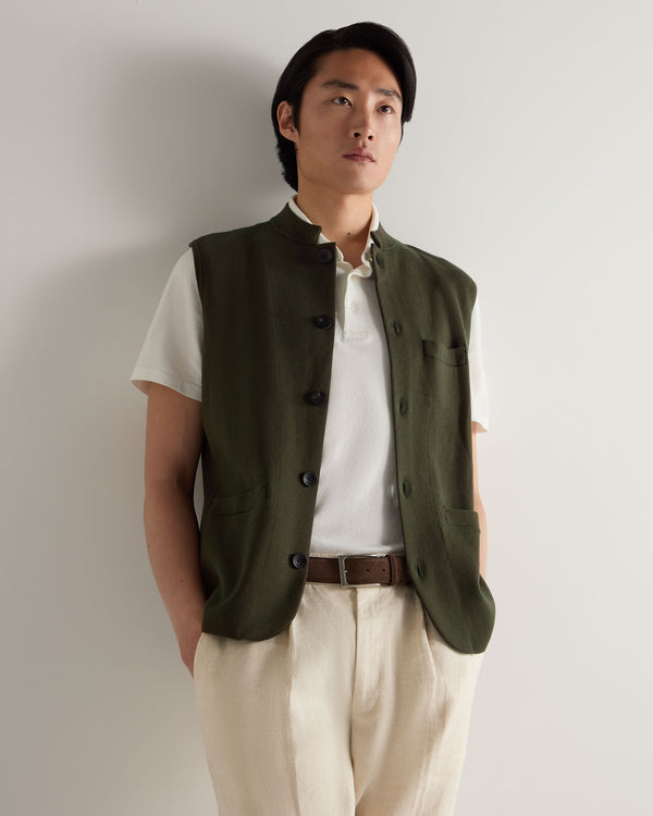 n.peal Men's Penzance Cotton Cashmere Gilet In Arabica Khaki Green