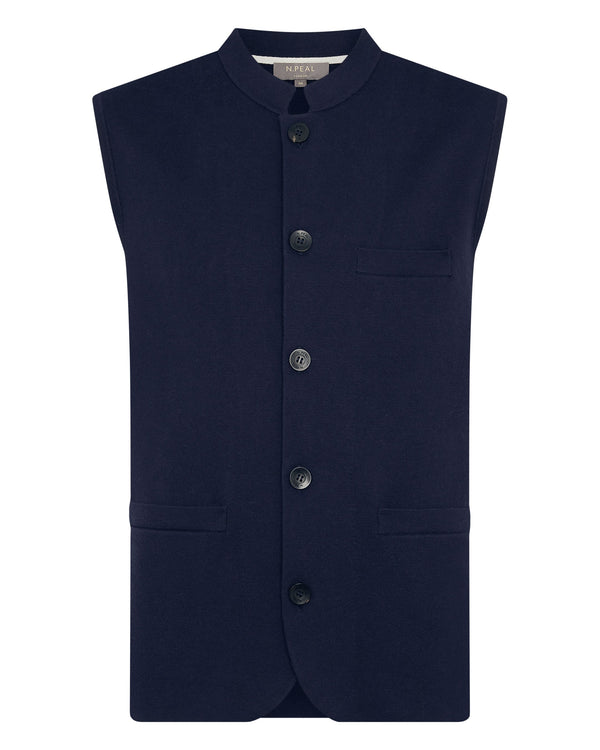 N.peal Men's Penzance Cotton Cashmere Gilet In Navy Blue
