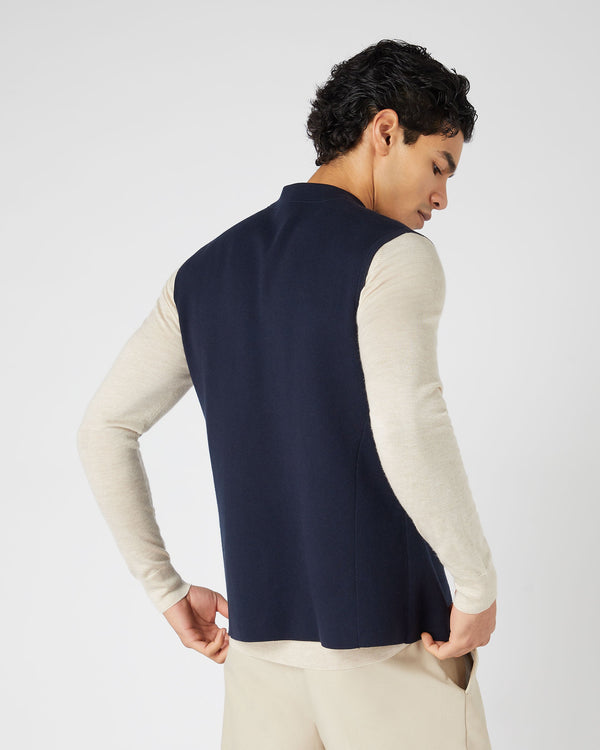 N.peal Men's Penzance Cotton Cashmere Gilet In Navy Blue