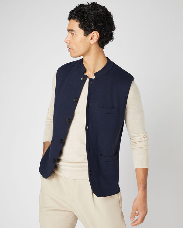 n.peal Men's Penzance Cotton Cashmere Gilet In Navy Blue
