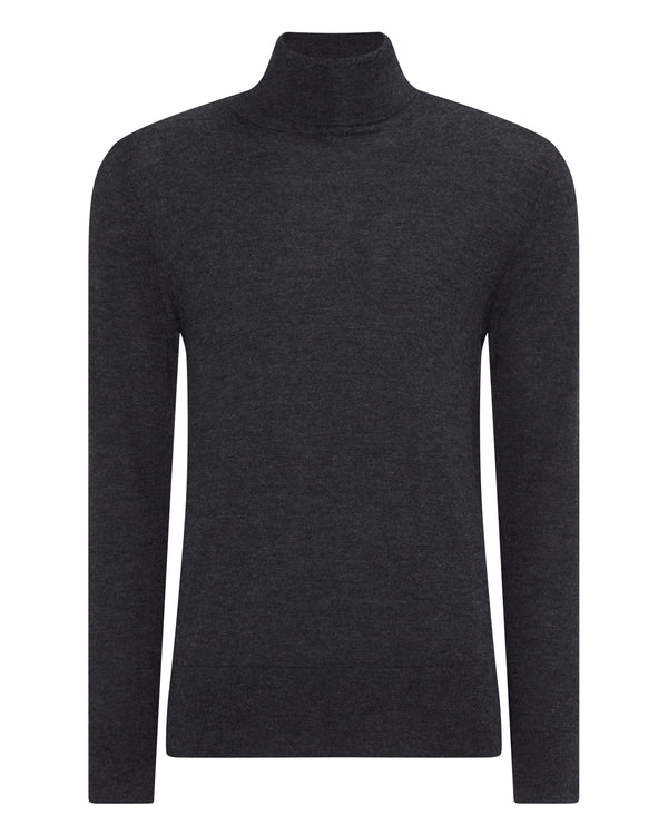 N.peal Men's Pimlico Fine Gauge Cashmere Turtle Neck Sweater In Dark Charcoal Grey
