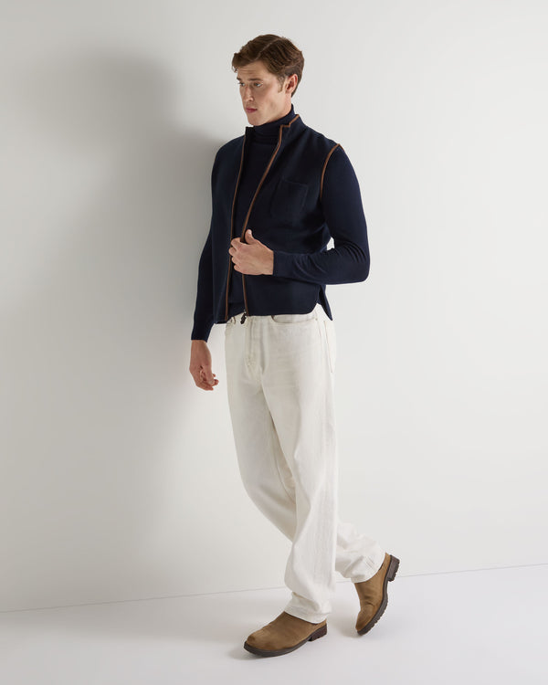 N.peal Men's Pimlico Fine Gauge Cashmere Turtle Neck Sweater In Navy Blue