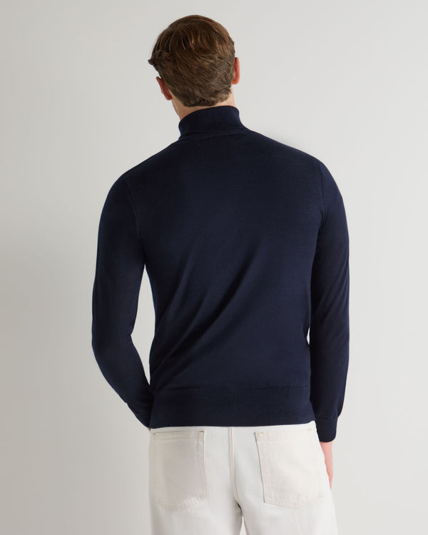 N.peal Men's Pimlico Fine Gauge Cashmere Turtle Neck Sweater In Navy Blue