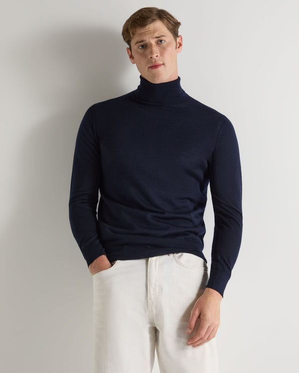 n.peal Men's Pimlico Fine Gauge Cashmere Turtle Neck Sweater In Navy Blue