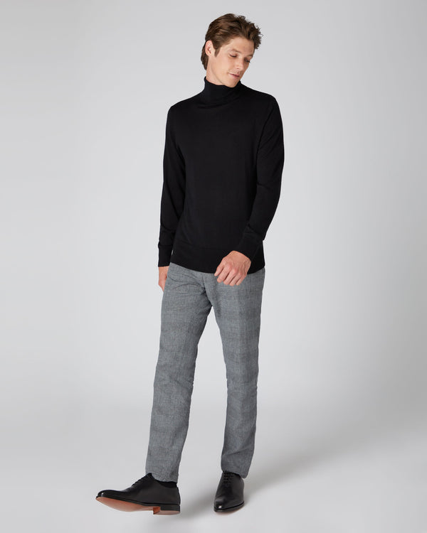 N.peal Men's Pimlico Fine Gauge Cashmere Turtle Neck Sweater In Black