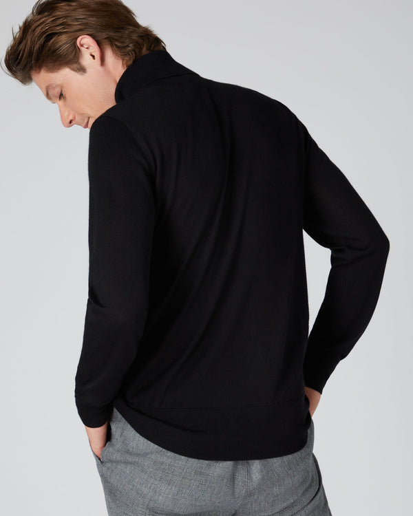 N.peal Men's Pimlico Fine Gauge Cashmere Turtle Neck Sweater In Black