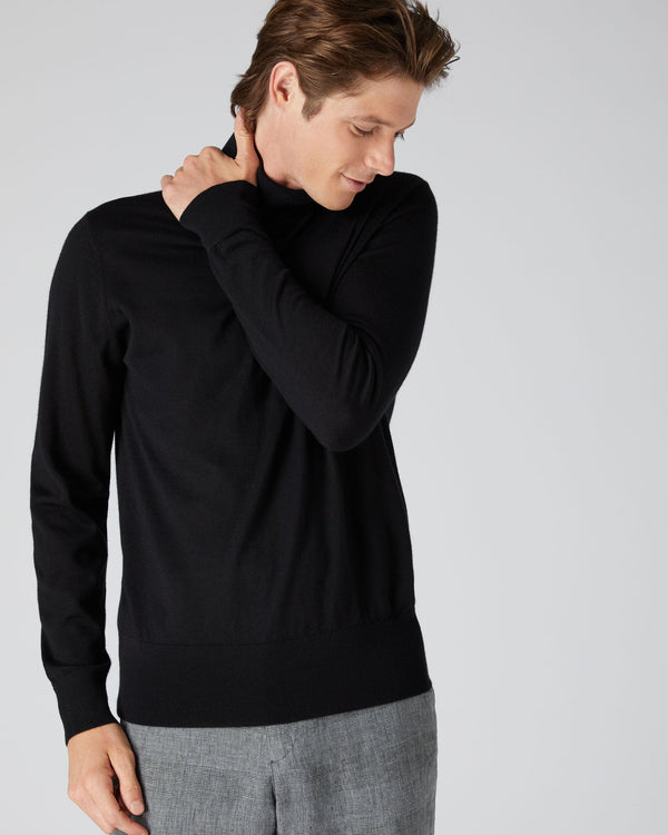 n.peal Men's Pimlico Fine Gauge Cashmere Turtle Neck Sweater In Black