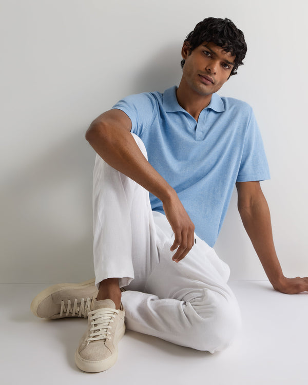 N.peal Men's Polo Cotton Cashmere T-Shirt In Cornflower Blue