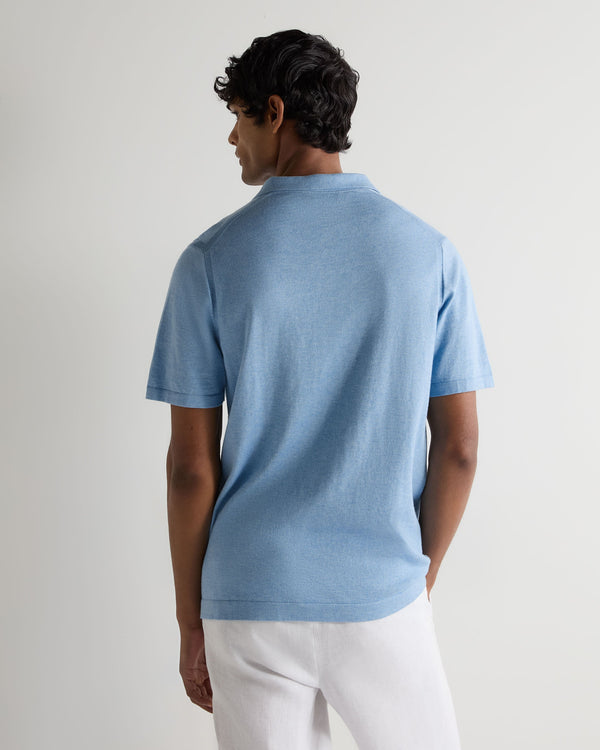 N.peal Men's Polo Cotton Cashmere T-Shirt In Cornflower Blue