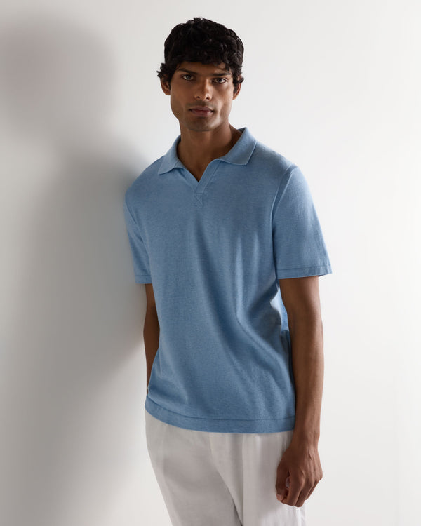 n.peal Men's Polo Cotton Cashmere T-Shirt In Cornflower Blue