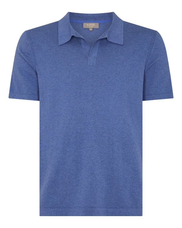 N.peal Men's Polo Cotton Cashmere T-Shirt In Denim Blue