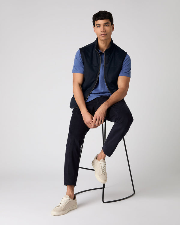 N.peal Men's Polo Cotton Cashmere T-Shirt In Denim Blue