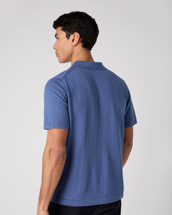 N.peal Men's Polo Cotton Cashmere T-Shirt In Denim Blue