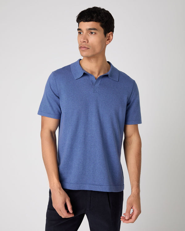 n.peal Men's Polo Cotton Cashmere T-Shirt In Denim Blue