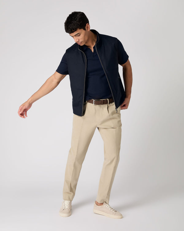 N.peal Men's Polo Cotton Cashmere T-Shirt In Navy Blue