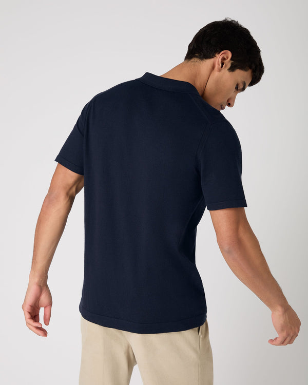 N.peal Men's Polo Cotton Cashmere T-Shirt In Navy Blue