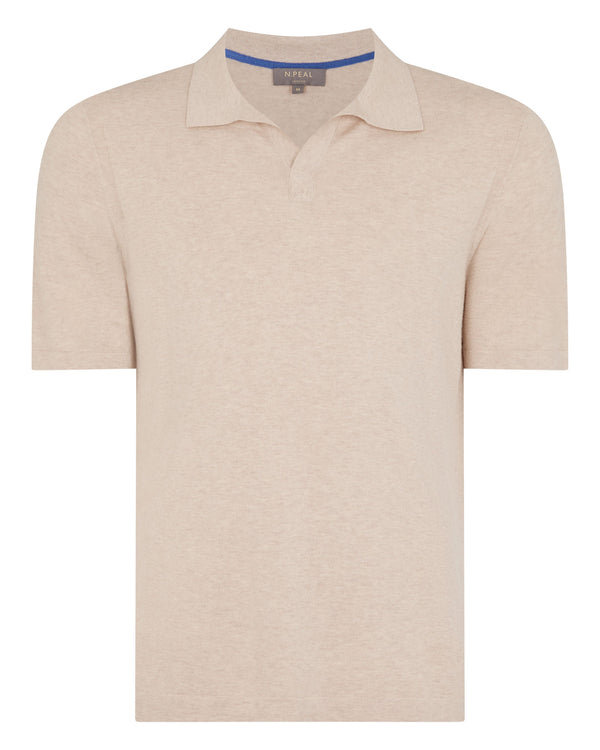 N.peal Men's Polo Cotton Cashmere T-Shirt In Sandstone Brown