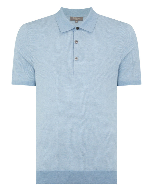 N.peal Men's Polzeath Cotton Cashmere Birdseye T-Shirt In Cornflower Blue