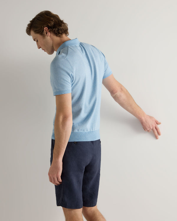 N.peal Men's Polzeath Cotton Cashmere Birdseye T-Shirt In Cornflower Blue