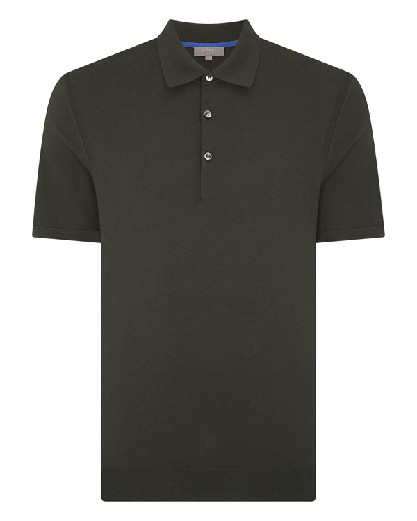 N.peal Men's Polzeath Cotton Cashmere Polo T-Shirt In Arabica Khaki Green