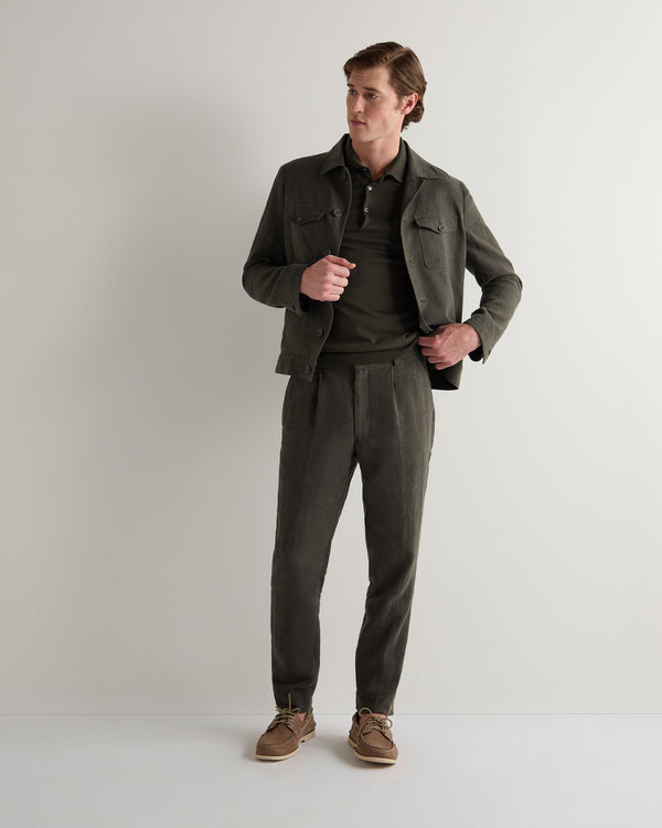 N.peal Men's Polzeath Cotton Cashmere Polo T-Shirt In Arabica Khaki Green