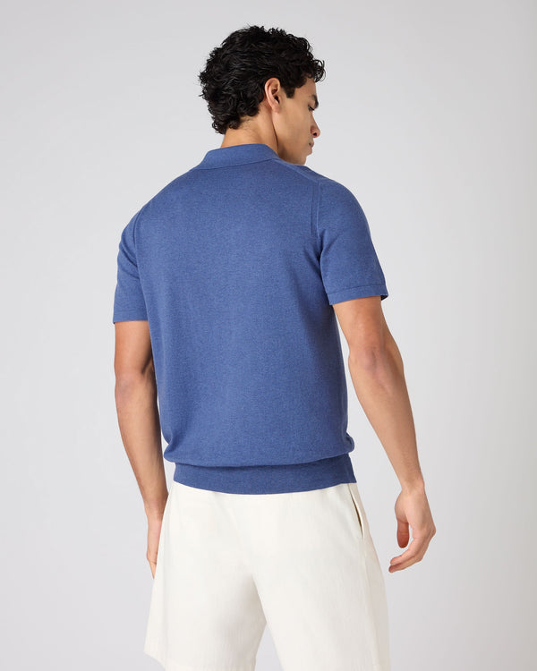 N.peal Men's Polzeath Cotton Cashmere Polo T-Shirt In Denim Blue