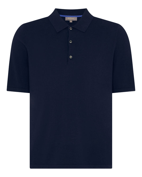 N.peal Men's Polzeath Cotton Cashmere Polo T-Shirt In Navy Blue