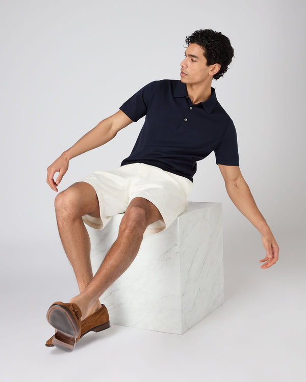 N.peal Men's Polzeath Cotton Cashmere Polo T-Shirt In Navy Blue