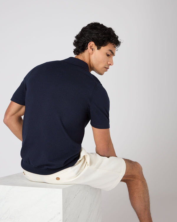 N.peal Men's Polzeath Cotton Cashmere Polo T-Shirt In Navy Blue