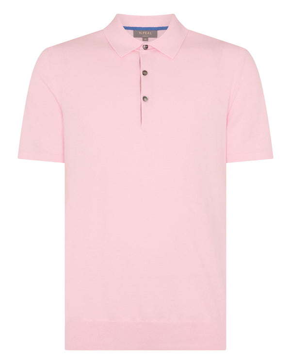 N.peal Men's Polzeath Cotton Cashmere Polo T-Shirt In Spring Pink