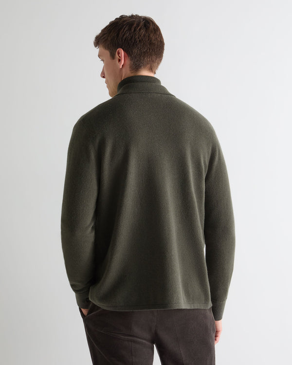 N.peal Men's Putney Cashmere Polo Shirt In Arabica Khaki Green