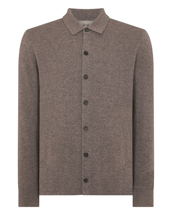 N.peal Men's Putney Cashmere Polo Shirt In Otter Brown